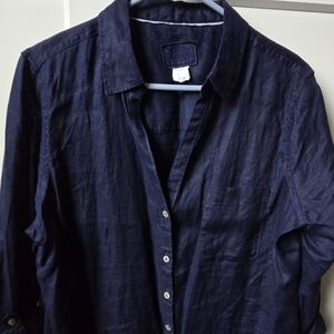 Sigrid Olsen Navy Button Down Shirt